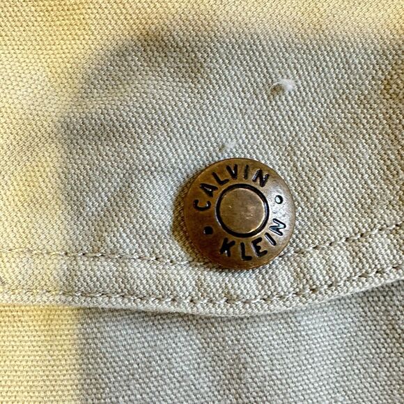 Calvin Klein Men Beige Denim Utility Tactical Vest Fishing Safari Size Large - Picture 11 of 12